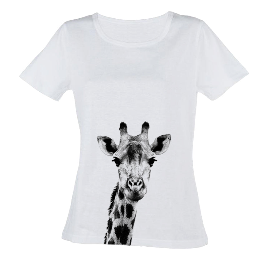 T Shirt Black and White Range Giraffe Portrait Creative Nature