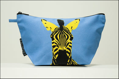 Triangle Toiletry Bag | Creative | Zebra Yellow on Blue