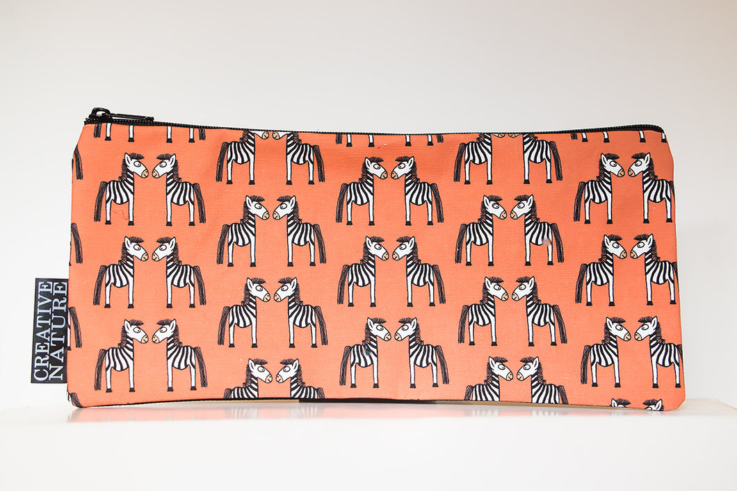 Long Pencil Bag | Curious Creatures | Orange Zebra