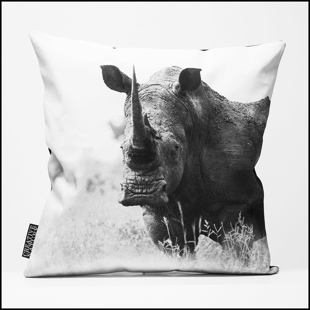 Cushion Cover SC BW 18 White Rhinoceros