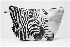 Triangle Toiletry Bag BW Two Zebras