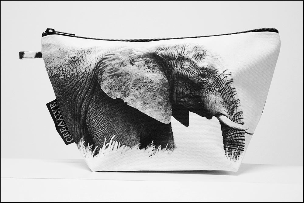 Triangle Toiletry Bag BW Side Elephant