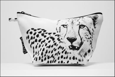 Triangle Toiletry Bag BW Cheetah on White